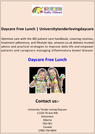Daycare Free Lunch Universitytenderlovingdaycare