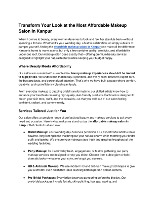 affordable makeup salon in Kanpur