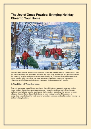 The Joy of Xmas Puzzles-Bringing Holiday Cheer to Your Home