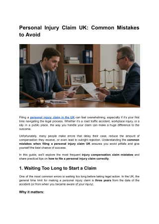 Personal Injury Claim UK: Common Mistakes to Avoid