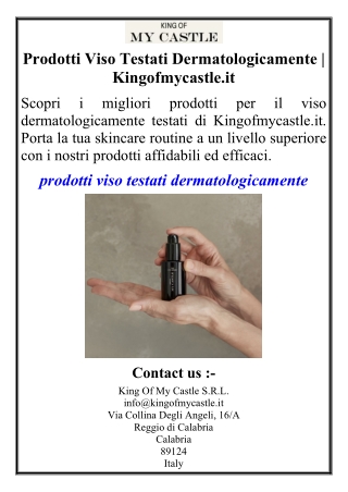 Prodotti Viso Testati Dermatologicamente | Kingofmycastle.it