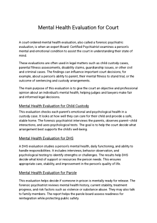 Mental Health Evaluation for Court