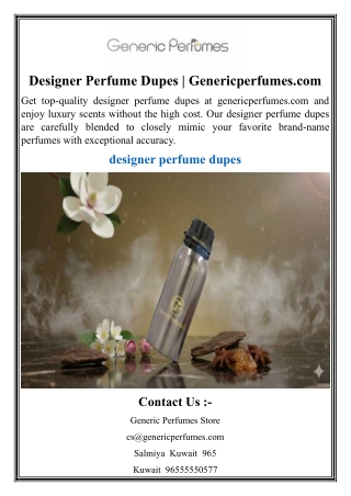 Designer Perfume Dupes  Genericperfumes