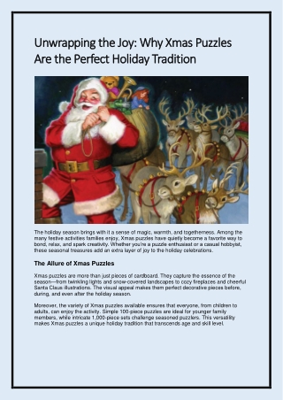 Why Xmas Puzzles Are the Perfect Holiday Tradition