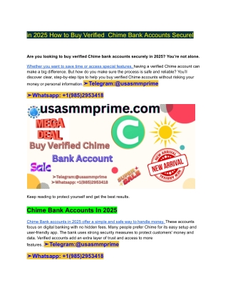 in 2025 How to Buy Verified  Chime Bank Accounts Securel