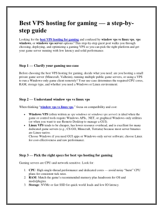 Best VPS hosting for gaming — a step-by-step guide