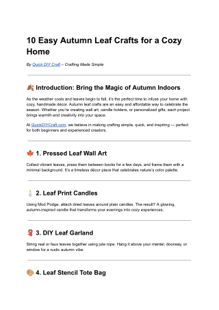 10 Easy Autumn Leaf Crafts for a Cozy Home | Quick DIY Craft