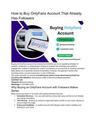 How to Buy OnlyFans Account That Already Has Followers