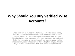 How To Buy Verified Wise Accounts A Step By Step Guide