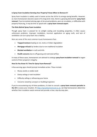 Is Spray Foam Insulation Harming Your Property Know When to Remove It!