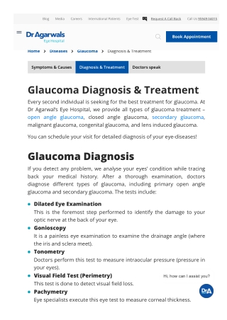 Glaucoma - Diagnosis &amp; Treatment - Dr Agarwals Eye Hospital