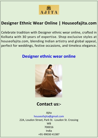 Designer Ethnic Wear Online Houseofajita.com