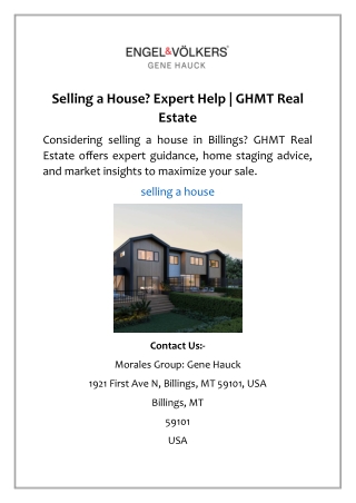 Selling a House? Expert Help | GHMT Real Estate