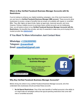 Where to Buy Verified Facebook Business Manager Accounts with No Restrictions (1)