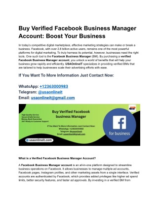 Buy Verified Facebook Business Manager Account_ Boost Your Business