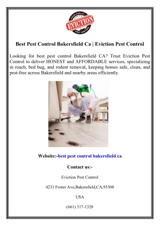 Best Pest Control Bakersfield Ca  Eviction Pest Control