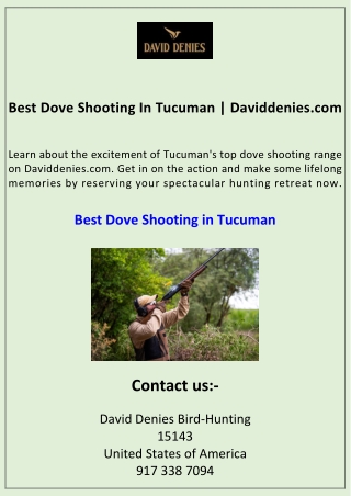 Best Dove Shooting In Tucuman Daviddenies.com