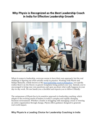 Why Physis is Recognized as the Best Leadership Coach in India for Effective Leadership Growth