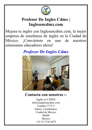 Profesor De Ingles Cdmx | Inglesencdmx.com