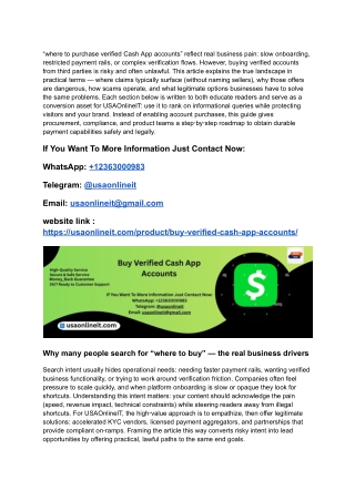 Where to Purchase Verified Cash App Accounts Safely in The USA