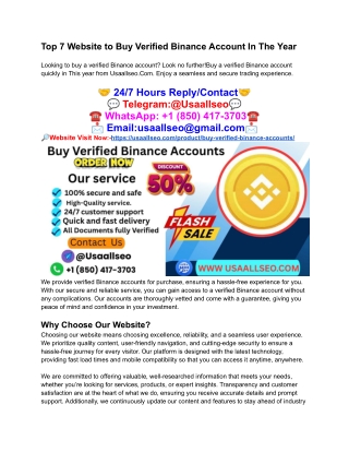 Top 7 Website to Buy Verified Binance Account In The Year