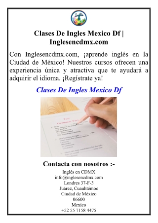 Clases De Ingles Mexico Df | Inglesencdmx.com