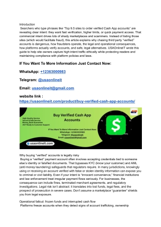 Top 9.5 Sites To Verified Cash App Accounts Ordering in The USA