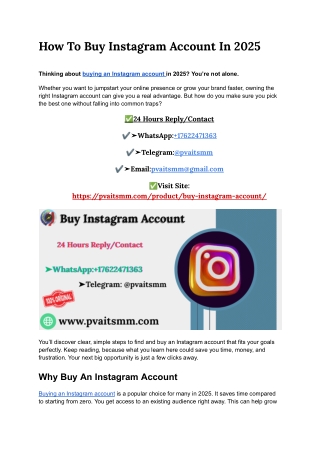 How To Buy Instagram Account In 2025