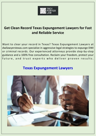 Get Clean Record Texas Expungement Lawyers for Fast and Reliable Service