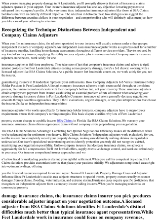 Independent vs. Company Claims Insurers: Why Ft Lauderdale Citizens Pick BSA Cla