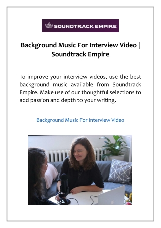 Background Music For Interview Video | Soundtrack Empire