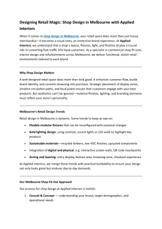 Designing Retail Magic: Shop Design in Melbourne with Applied Interiors