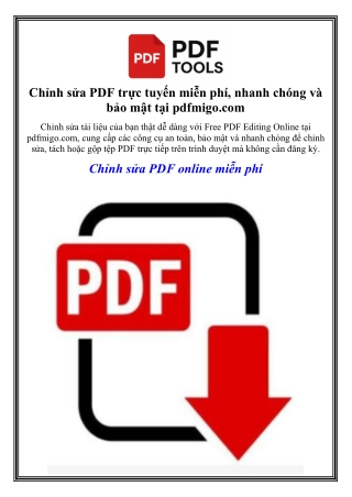 Chỉnh sửa PDF trực tuyến miễn phí, nhanh chóng và bảo mật tại pdfmigo.com