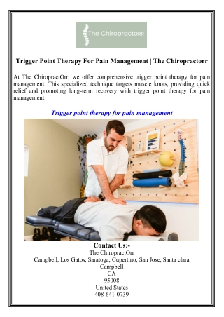 Trigger Point Therapy For Pain Management  The Chiropractorr