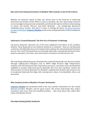 Buy Lab Grown Diamond Jewellery in Mumbai Why Gemistry is the Perfect Choice