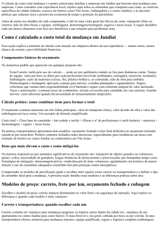 Custo total mudança: economize tempo e dinheiro em Jundiaí hoje