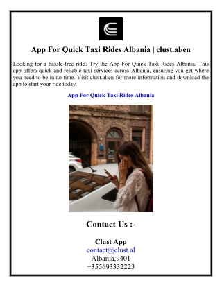 App For Quick Taxi Rides Albania  clust.al en