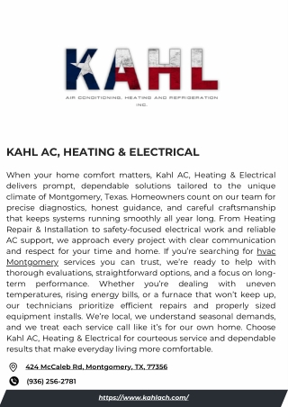 Kahl AC, Heating & Electrical