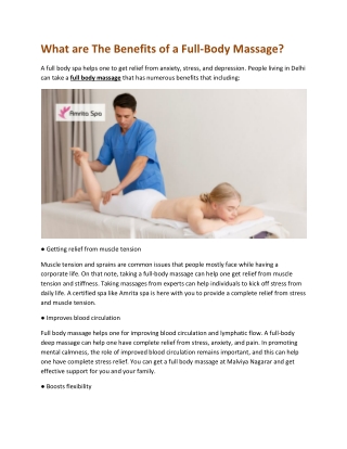 What are The Benefits of a Full-Body Massage