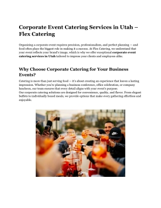 Corporate Event Catering Services in Utah – Flex Catering for Professional Gathe