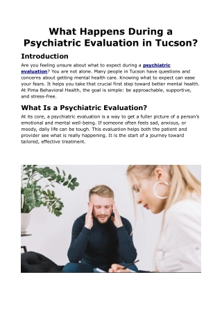 What Happens During a Psychiatric Evaluation in Tucson?