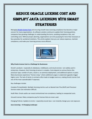 Reduce Oracle License Cost and Simplify Java Licensing with Smart Strategies