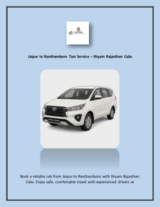 Jaipur to Ranthambore Taxi Service
