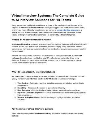 Virtual Interview Systems The Complete Guide to AI Interview Solutions for HR Teams