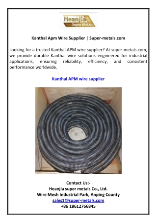 Kanthal Apm Wire Supplier | Super-metals.com