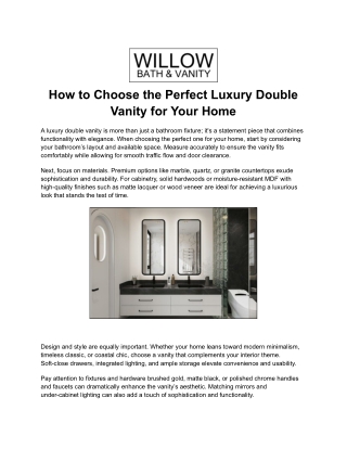 How to Choose the Perfect Luxury Double Vanity for Your Home