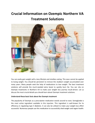 Crucial Information on Ozempic Northern VA Treatment Solutions
