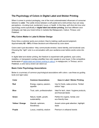The Psychology of Colors in Digital Label and Sticker Printing