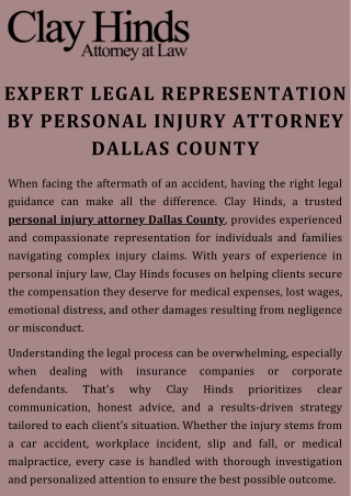 Expert Legal Representation by Personal Injury Attorney Dallas County