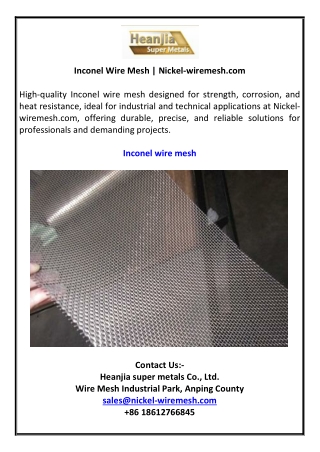Inconel Wire Mesh | Nickel-wiremesh.com